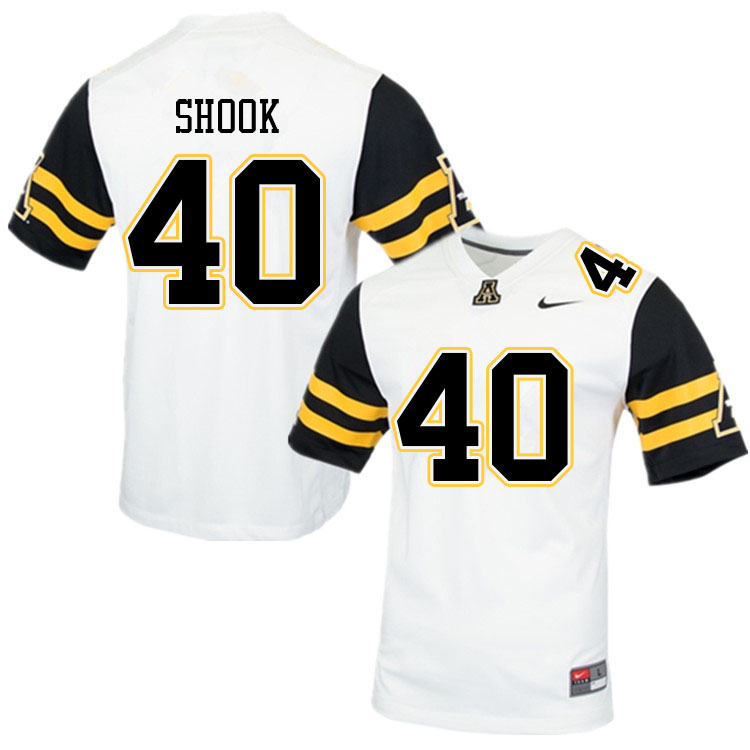 Men #40 Austin Shook Appalachian State Mountaineers College Football Jerseys Sale-White - Click Image to Close